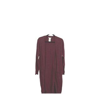 Matty M Womens Burgundy Open Front Cardigan XL 60% Acrylic 20% Nylon 20% Cotton